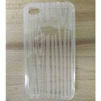 iPhone 4 4G 4S Gummi Kunststoff Case - Clear Holz-Look